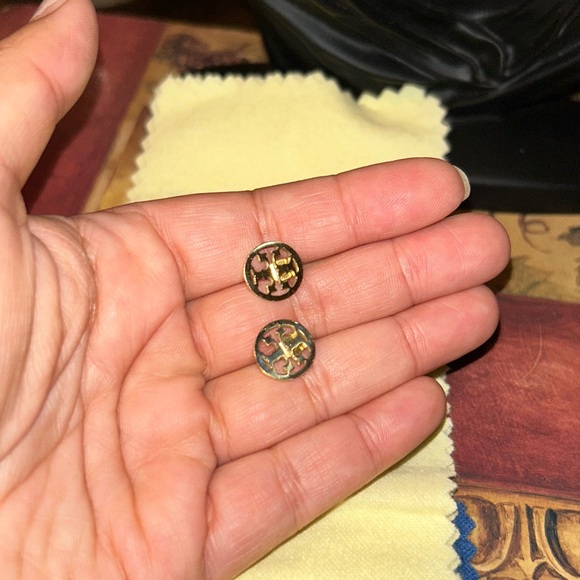 Tory Burch Miller Gold toneLogo Stud Earrings - Picture 7 of 10